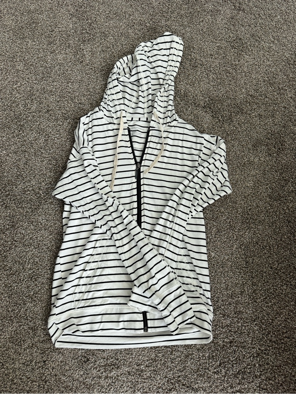 Albion Hooded Zip-Up Jacket - White with Black Stripes
